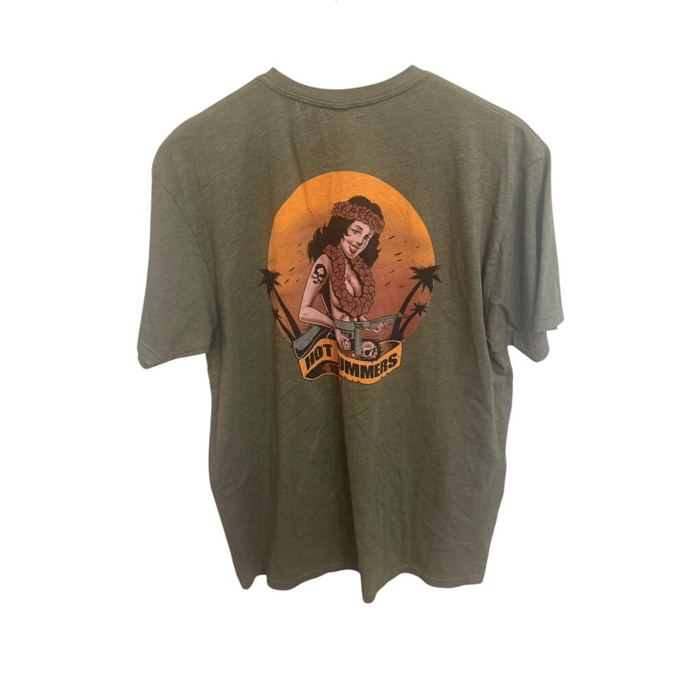 Zero Foxtrot Hot Summers 1945 Green Men's T- Shirt XL Pinup Hawaiian Girl Luau